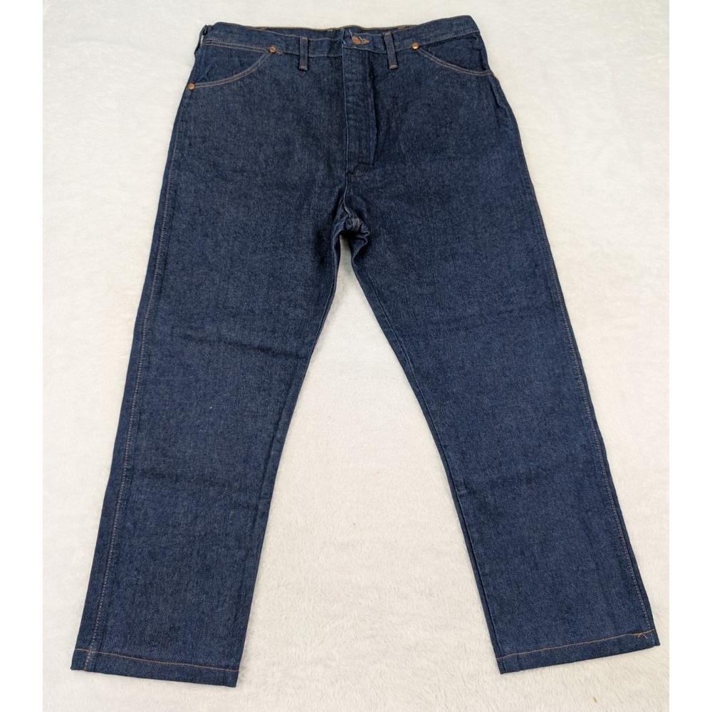 Vintage Wrangler 13MWZ Jeans Men's 40x34(38x28) Hemmed Straight Blue Made in USA